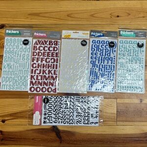5 NEW Thickers Alphabet Sticker Sets +BONUS+ Fabric Glittery Rubber Foam Vinyl
